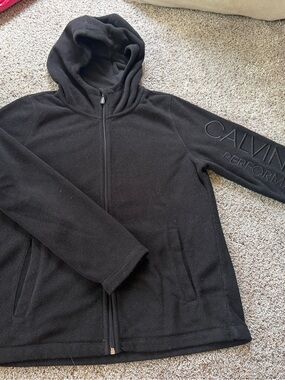 Calvin Klein Black Hooded Fleece Zip Jacket
